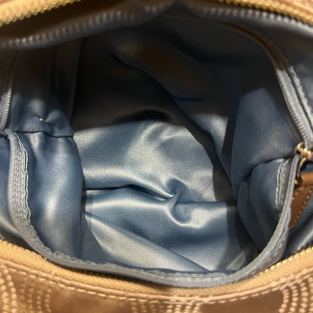 EUC Coach Madison Op Art Shoulder Bag w/charms tan/champagne gold in color - Picture 11 of 15